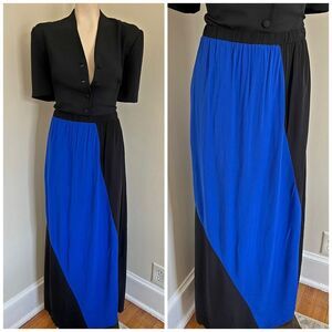 Vintage 90’s colorblock pull on stretch waist semi sheer maxi skirt